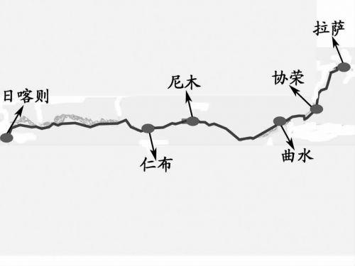 拉日鐵路中途設(shè)置的協(xié)榮、曲水、尼木、仁布站位置分布示意圖。記者田俊制圖